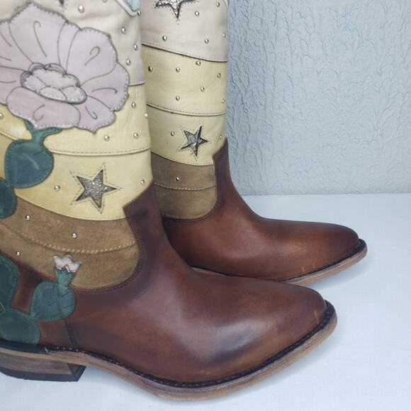 FRYE Billy CACTUS Boots Size 7.5 Multi Color Leather RARE Western Cowgirl - Picture 5 of 16